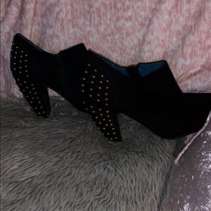 Black booties with gold studs. Never worn